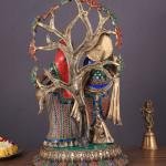 Radha Krishna Under Kadamba Tree | 21" Superfine Brass Sculpture | Intricate Stonework | 18 kg Divine Charm | Elegant Spiritual Decor | Jaipurio Masterpiece